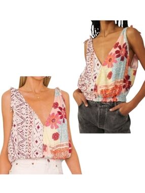 Free People Tied To You Surplice Blouson Tank Top